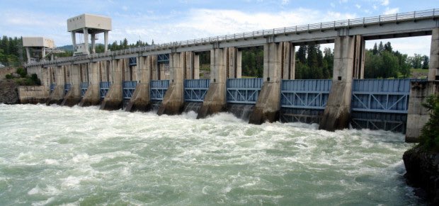 Albeni Falls Dam sits 90-feet tall on the Pend Oreille River, a tributary of the Columbia River.
