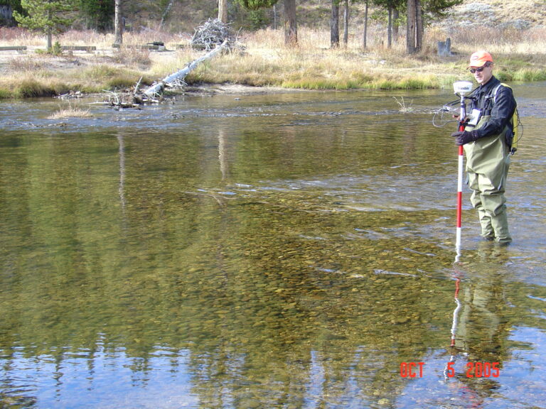James McKean with the U.S. Forest Service conducts research on salmon habitat. McKean is one of the co-authors of a 2022 study finding that global warming could reduce a key salmon habitat in Idaho. (Daniel Isaak/U.S. Forest Service)