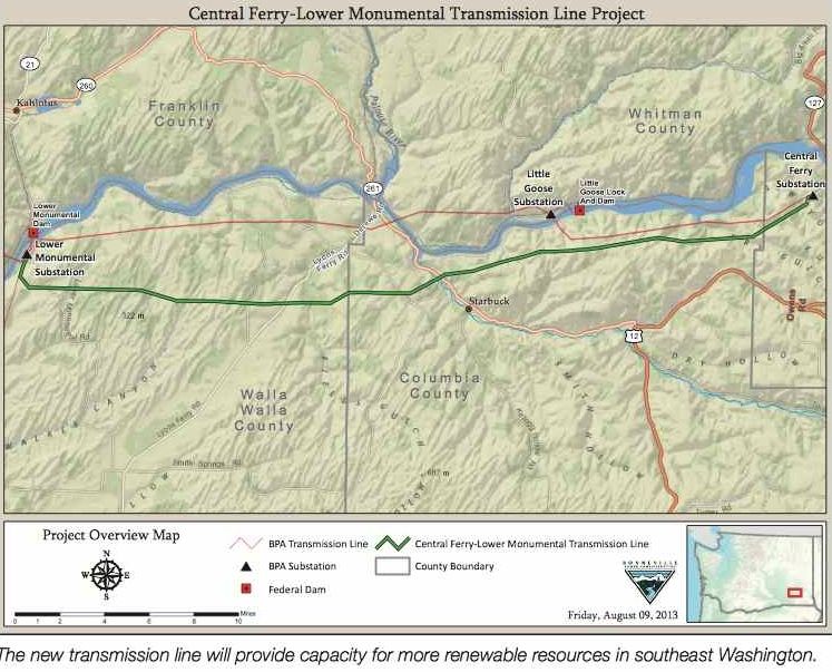 The new transmission line will provide capacity for more renewable resources in southeast Washington.