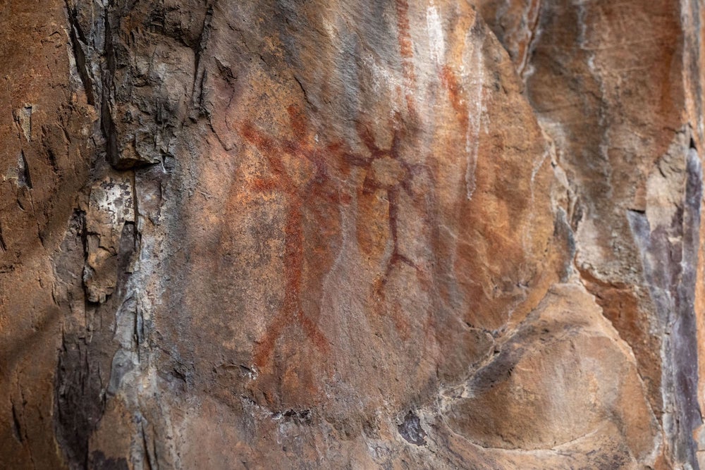These pictographs can be found just upriver from the Cooper’s Ferry Site. (Ben Herndon)