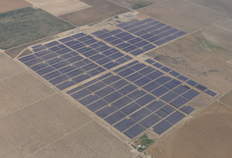 Aerial view of the Five Points Solar Farm, Fresno County.