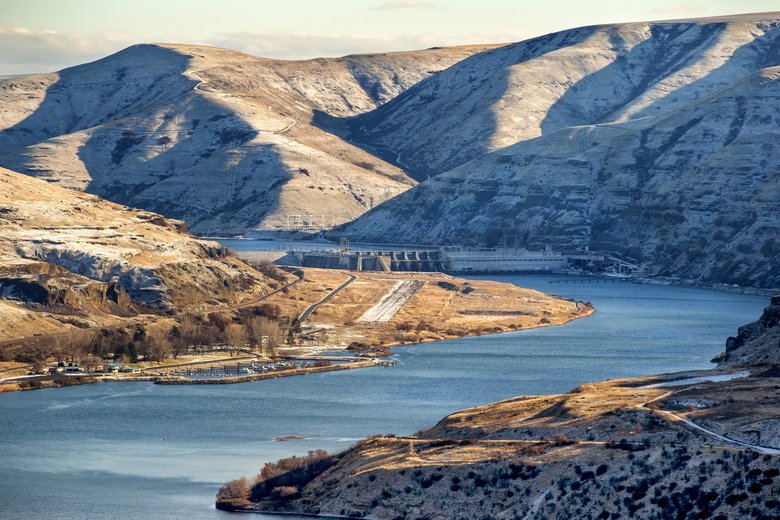 The Lower Granite Dam near Almota, Whitman County, is the first of four dams on the Lower Snake River. (Mike Siegel / The Seattle Times)