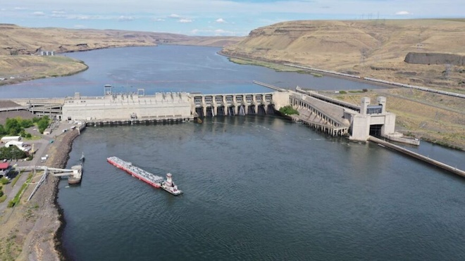 Lower Monumental Dam on the Lower Snake River (courtesy Bonneville Power Administration)