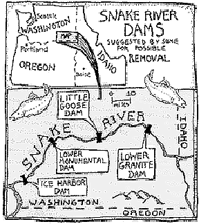 Map: Lower Snake River dams.