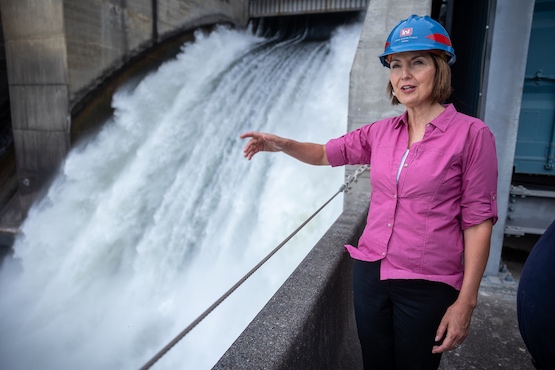 Rep. Cathy McMorris Rodgers (R-Wash.) inspects the fish ladder at the Lower Granite Dam on the Snake River. (photo Francis Chung/E&E News)