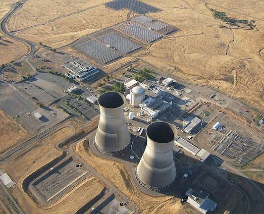 A symbol of the past, but the two towers at Rancho Seca's shuttered nuclear facility, got some new neighbors today who look to energize the future and power some of Sacramento's most iconic buildings.
