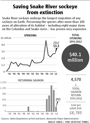 Graphic: $40 million spent on Snake River Sockeye in first 20 years since Endangered Species listing.
