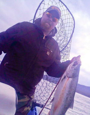 (Andi Schwartz photo) Vancouver resident Joe Schwartz is shown here with a recent spring chinook catch made on the Columbia River near Kalama.