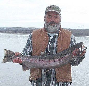 Phil Jarmer with a steelhead caught in the Columbia River last March.