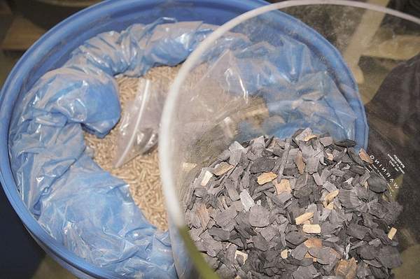 (John O'Connell photo) Corn stover pellets and torrefied pine are stored as finished products of the biomass feedstock process demonstration unit at the Idaho National Laboratory.