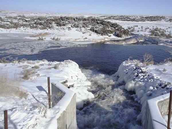 Water is recharged this winter at American Falls Reservoir District No. 2's MIlepost 31 recharge site. Winter recharge has recently been expanded to include canals between American Falls and Palisades reservoirs.