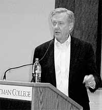 Former Secretary of the U.S. Department of the Interior Bruce Babbitt told about 250 people at Whitman College that, "I saw there had never been a dam dismantled for the purpose of restoration. I wanted to return to the Pacific Northwest; I wanted to make my mark in history by tearing down a dam."