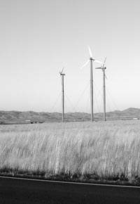 Nicholas Collias photo of three installed windmills in Idaho