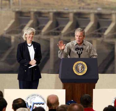 (Tri-City Herald photos) Bush visits Ice Harbor dam with Secretary of Interior Gale Norton
