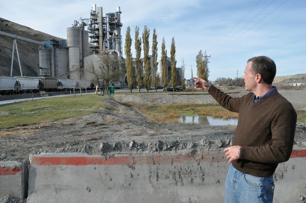 A little past Lime, we pulled into a dirt parking lot outside the Durkee plant's main gate.