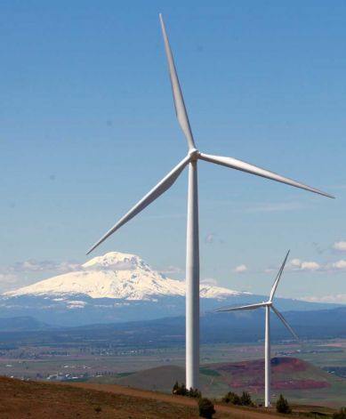 (AP photo) Wind turbines on the Columbia Gorge near Goldendale, Washington)