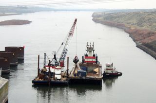 This dredge started work on Monday (February 2015) to remove a shoal near the lock entrance to Ice Harbor Dam on the lower Snake River.