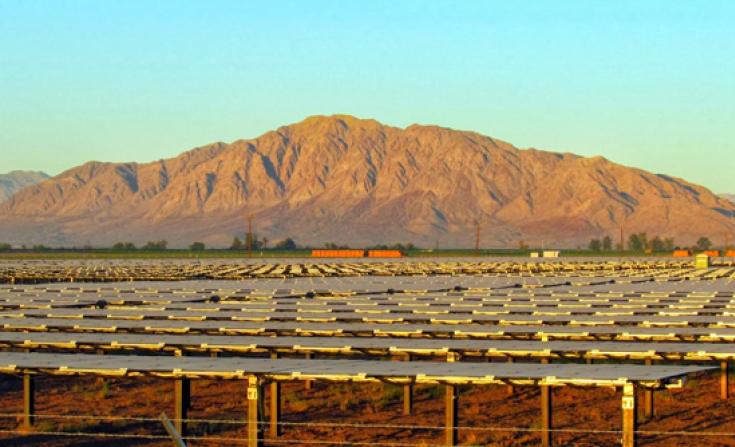 A snapshot of a Google solar energy project in Southern California. The tech giant invested just over $100 million in the project seen here -- or one-third of the sum the company is spending on a new SolarCity fund geared toward residential solar.