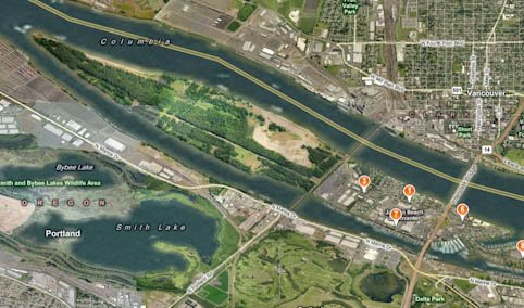 Aerial view of Hayden Island