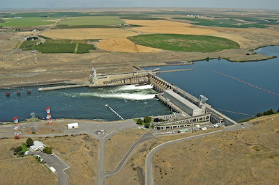 Ice Harbor, one of the four massive dams on the lower Snake River.(Bonneville Power Administration photo)
