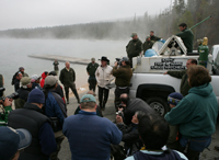 (Chris Pilaro) Wearing a black cowboy hat and coat to ward off the cold, Idaho Gov. C.L. 