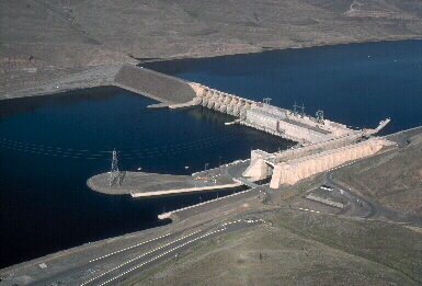 Little Goose Lock and Dam, 70 miles up the Snake River from its confluence with the Columbia River, is under consideration for breaching. (ACOE photo)