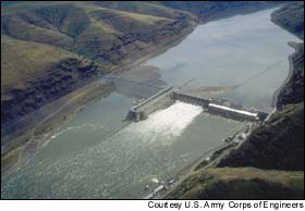 Lower Granite dam, the first dam encountered by Idaho's salmon and steelhead on their downstream migration as juveniles.