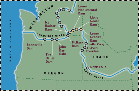 Major Dams in the Columbia River basin