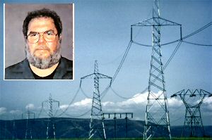 Michael Poulin, arrested as he reportedly prepared to surrender to FBI in Sacramento, claims his swath of tower-power sabotage only was aimed at highlighting vulnerabilities in system. (Photo by: Bonneville Power Administration (Inset: FBI))