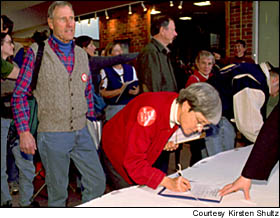 More than 140 people signed up to talk about salmon and Snake River dams at the meeting in Twin Falls. Courtesy Kirsten Shultz