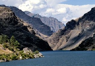 Hell's Canyon area of the Snake River on the Oregon side. (NASA photo)