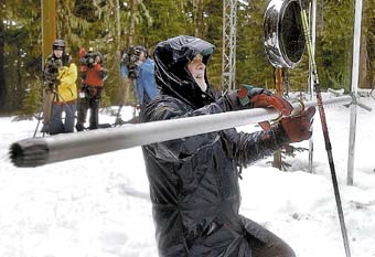 (Timothy J. Gonzales) Stan Fox, a snow hydrologist with the USDA�s Natural Resource Conservation Service, weighs a snow sample Thursday on Mount Hood, near Timberline Lodge.