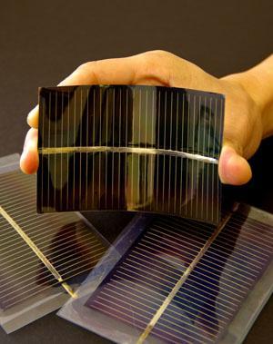 PNNL, Vitex Systems and Battelle are working to adapt a film encapsulation process that would enable flexible solar panels like this. The flexible solar panels could be placed on rooftops like shingles and could replace today's boxy solar panels that are made with rigid glass or silicon and mounted on thick metal frames. (Credit: Photo courtesy of Vitex Systems, Inc.)