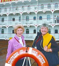 Hill, right, and her travel buddy, Hazel, prepare to embark on their cruise. (Photo contributed by Majestic America Line)