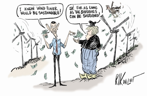 Cartoon: I knew wind power would be profitable.  Ja! For as long as the subsidies can be sustained.