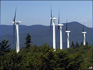 Wind turbines above the tree tops. (AP file photo)