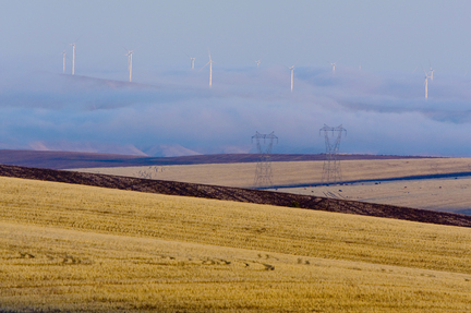 Windmills and power lines operate near Wasco in Sherman County. The region's electricity grid will need to expand to handle all the new wind and other renewable energy projects being built across Oregon and the West.