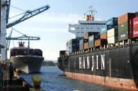 The Port of Portland's Terminal 6 is the Columbia River's only deep-draft container terminal. Containers are currently handled by Hanjin/Cosco and Hapag-Lloyd. The CKYH service provides transpacific service to China and Korea, while the Hapag-Lloyd service calls at ports in Europe and South America. Portland has an even import/export balance, thanks in part to its container barging connections with upriver agricultural producers in Oregon, Washington and Idaho.